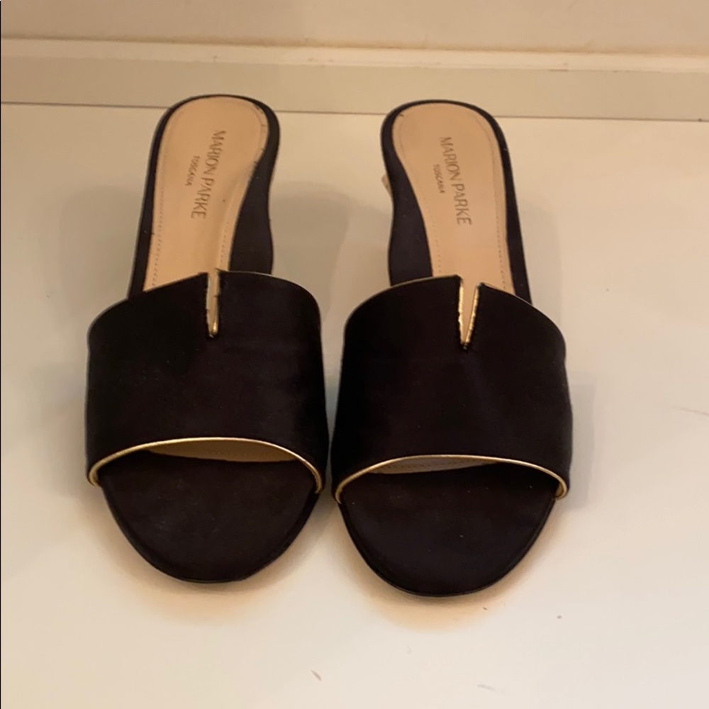 Black slip on with Glass kitten Heel